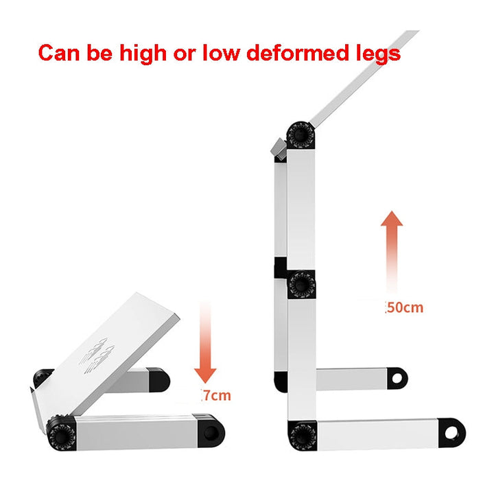 Lisslune | Oatsbasf Foldable Computer Desk Laptop Stand Folding Height Adjustment Storage Portable Frame, Style: L02 White