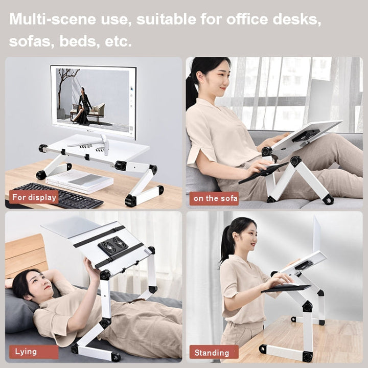 Lisslune | Oatsbasf Foldable Computer Desk Laptop Stand Folding Height Adjustment Storage Portable Frame, Style: L02 White