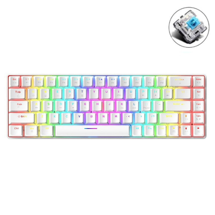 Lisslune | T8 68 Keys Mechanical Gaming Keyboard RGB Backlit Wired Keyboard, Cable Length: 1.6 m (White Green Shaft)