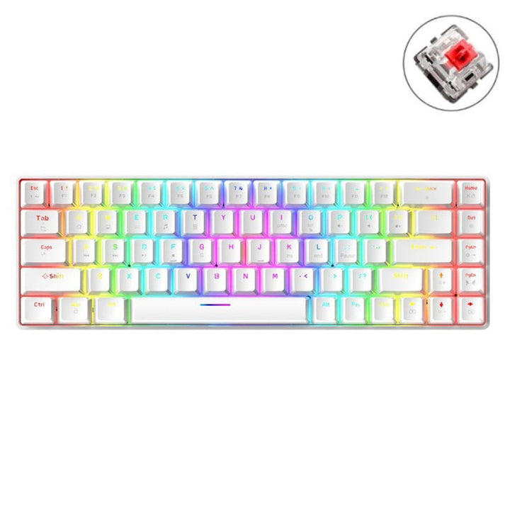 Lisslune | T8 68 Keys Mechanical Gaming Keyboard RGB Backlit Wired Keyboard, Cable Length: 1.6 m (White RGB Red Switch)