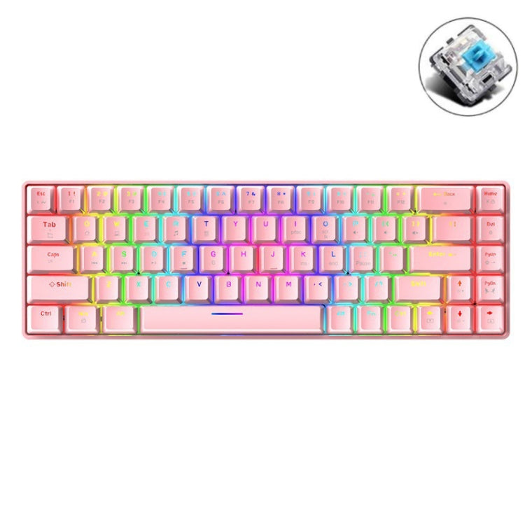 Lisslune | T8 68 Keys Mechanical Gaming Keyboard RGB Backlit Wired Keyboard, Cable Length: 1.6m (Pink Green Shaft)