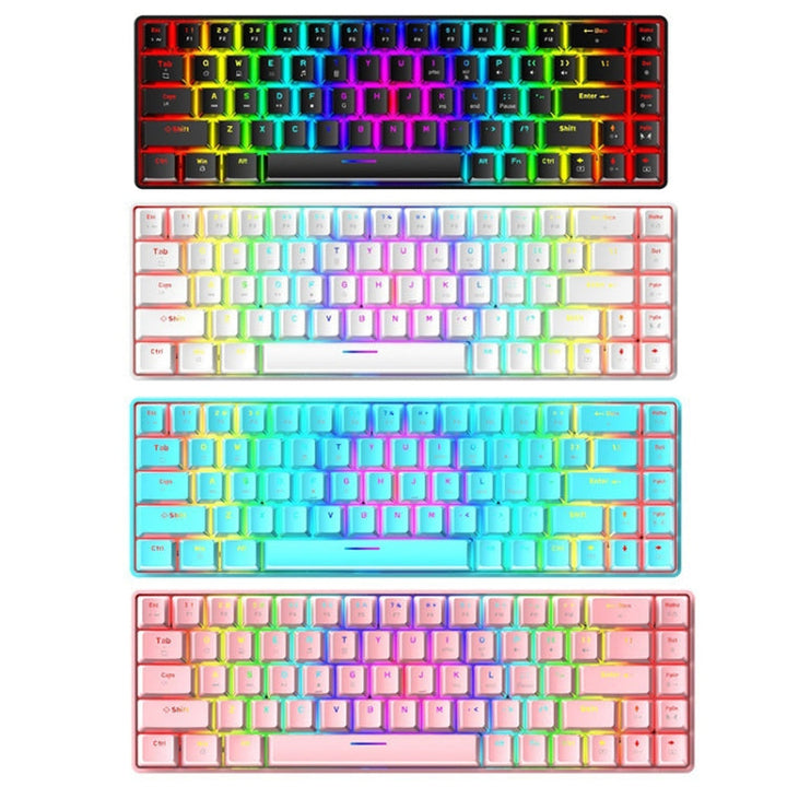 Lisslune | T8 68 Keys Mechanical Gaming Keyboard RGB Backlit Wired Keyboard, Cable Length: 1.6 m (White RGB Red Switch)