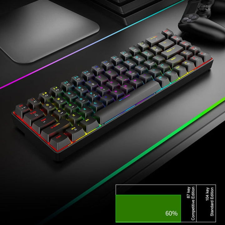 Lisslune | T8 68 Keys Mechanical Gaming Keyboard RGB Backlit Wired Keyboard, Cable Length: 1.6 m (White RGB Red Switch)