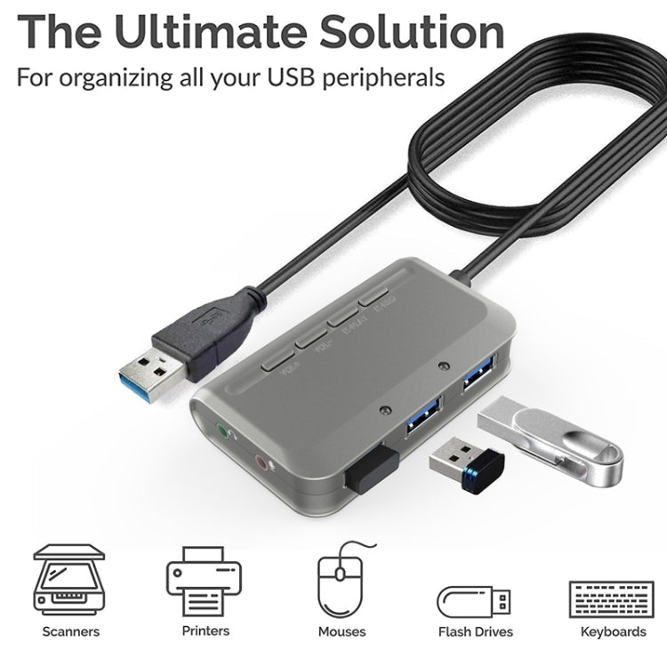 Lisslune | MB-103 USB 3.1 Three-Port Drive-Free HUB + 7.1 Voice Distorter Sound Card High-Speed Docking Station, PS5 Voice Distorter Sound Card Compatible with PS4 Headset, Cable Length: 1.2m(1 to 3)