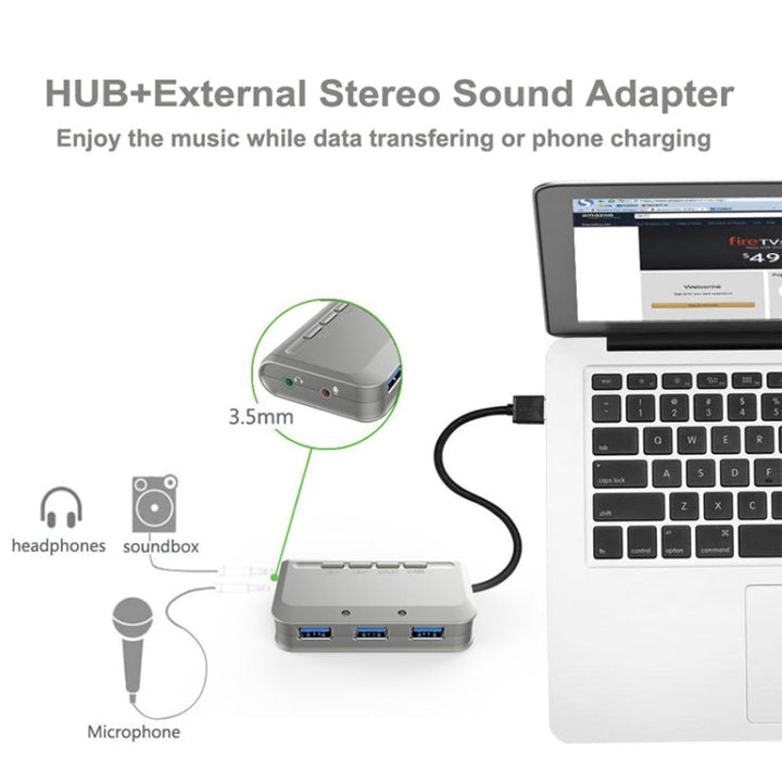Lisslune | MB-103 USB 3.1 Three-Port Drive-Free HUB + 7.1 Voice Distorter Sound Card High-Speed Docking Station, PS5 Voice Distorter Sound Card Compatible with PS4 Headset, Cable Length: 1.2m(1 to 3)