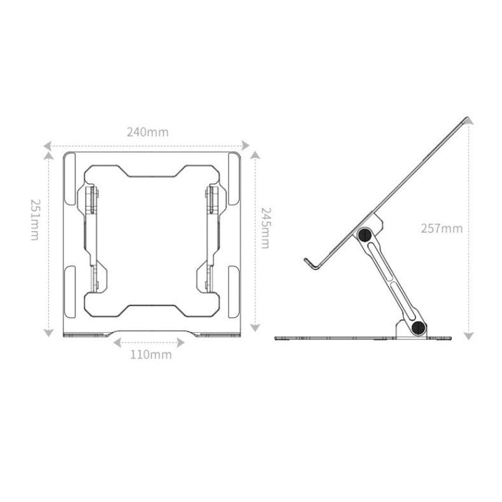Lisslune | Integrated foldable laptop stand hollow heat dissipation flat desktop stand (Dark Gray)