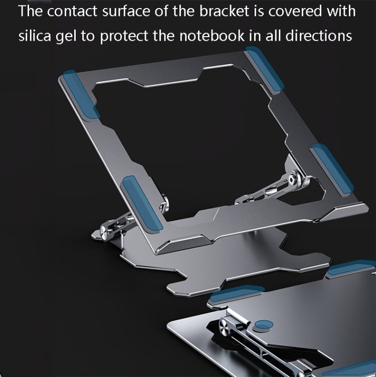 Lisslune | Integrated foldable laptop stand hollow heat dissipation flat desktop stand (Dark Gray)