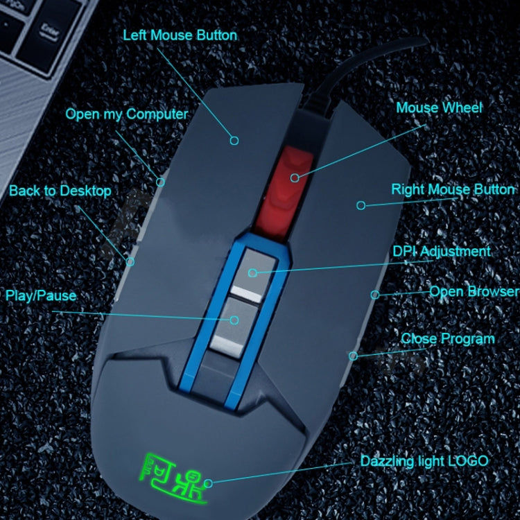 Lisslune | MOS9T 9 Keys 1600DPI Custom Mouse Built-in U-Disk + TemperatureHumidity_Sensor, Cable Length: 2m