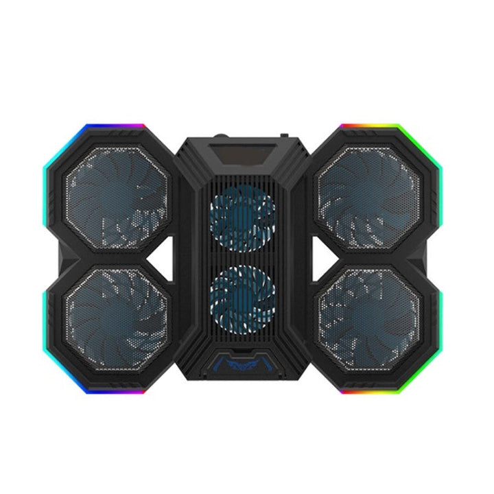Lisslune | F12 6 Fans USB Semiconductor Computer Cooler Laptop Stand with Phone Holder, Color: Blue Light + RGB Light