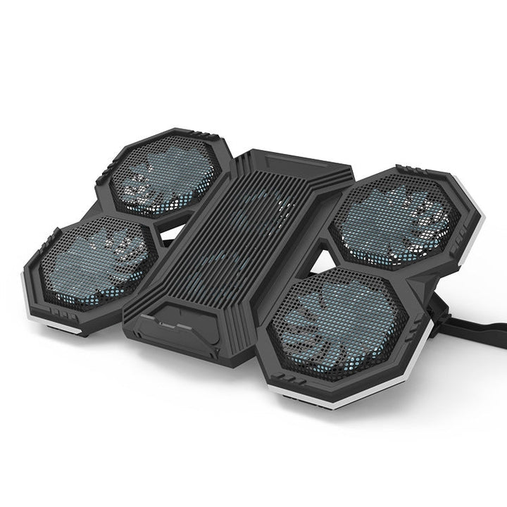 Lisslune | F12 6 Fans USB Semiconductor Computer Cooler Laptop Stand with Phone Holder, Color: Blue Light + RGB Light