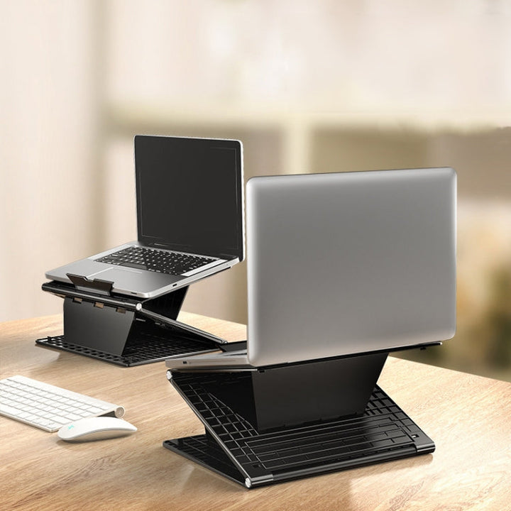 Lisslune | N5 Laptop Stand portable double-layer multi-level height adjustment foldable plastic heat dissipation support (Elegant Black)