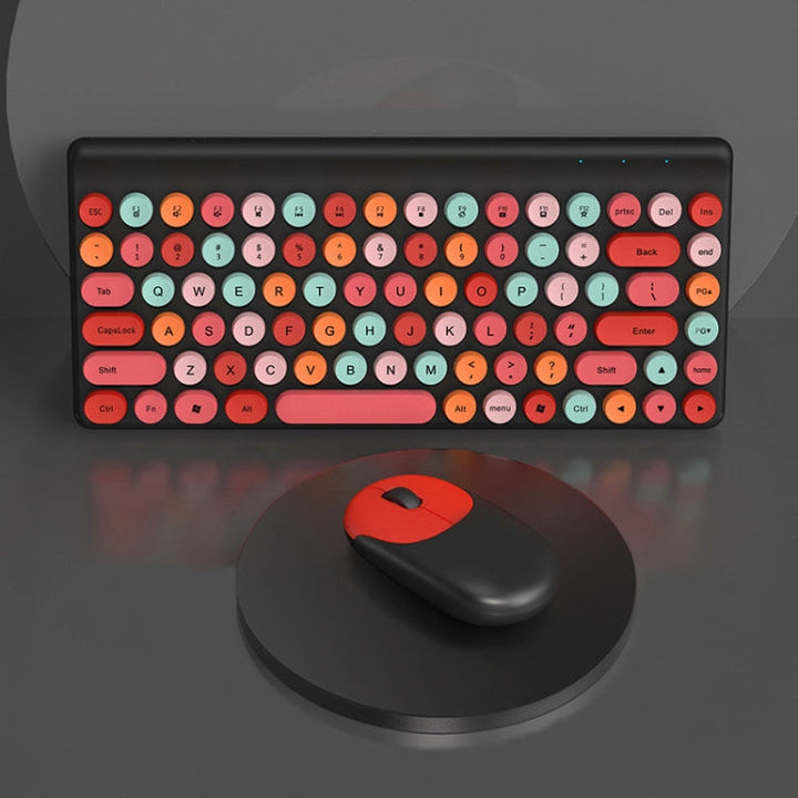 Lisslune | FV-W10 86-Key 2.4G Wireless Keyboard and Mouse Set (Retro Lipstick)