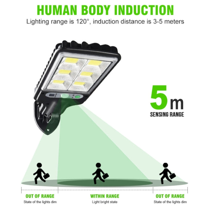Lisslune | Solar Street Lighting LED Body Detection Garden Light, Specification: 616B-72 COB with Remote Control