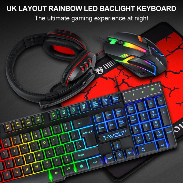 Lisslune | T-WOLF TF-800 4 in 1 Gaming Luminous Keyboard Mouse Headset Set (English Version)