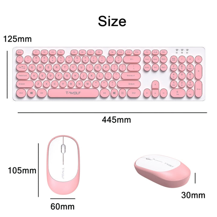 Lisslune | T-WOLF TF770 Mechanical Feel Wireless Gaming Keyboard and Mouse Set (Pink)