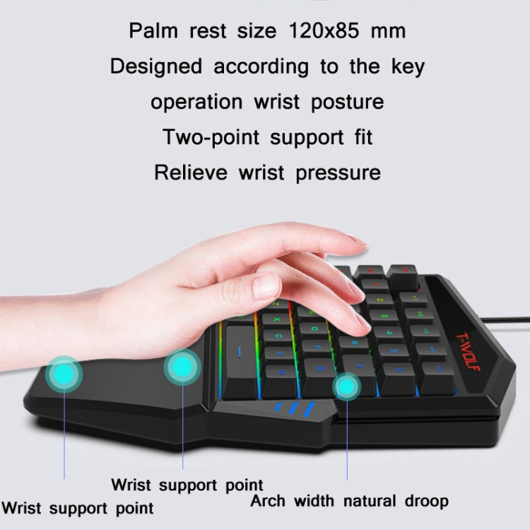 Lisslune | T-WOLF Mobile Gaming One-Handed Keyboard, Specification: TF-900 Set