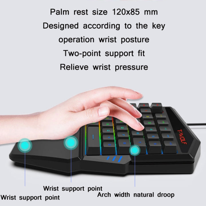 Lisslune | T-WOLF Mobile Gaming One-Handed Keyboard, Specification: TF-900 Set