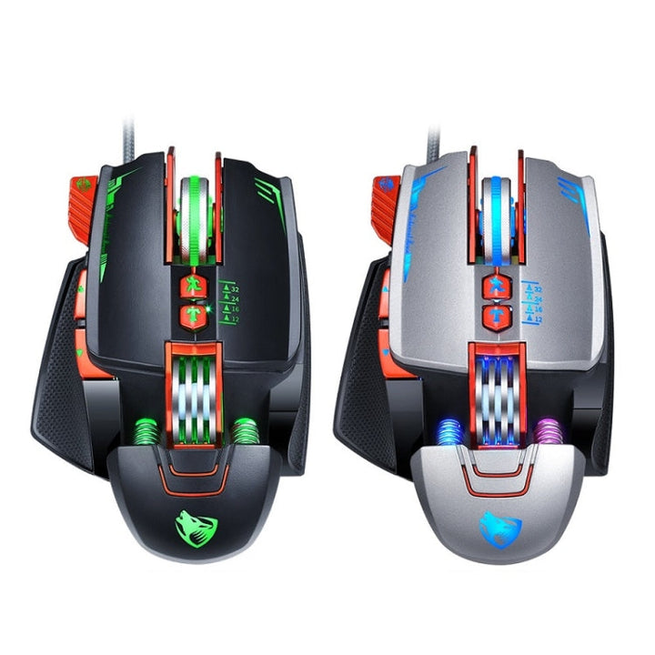 Lisslune | T-WOLF V9 8 Keys 3200 DPI Gaming Macro Definition Mechanical Wired Mouse (Silver)