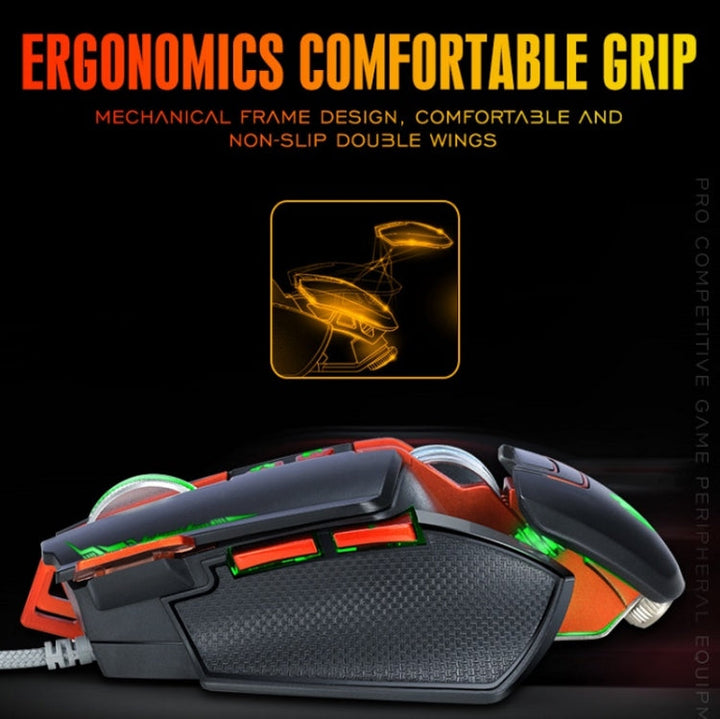 Lisslune | T-WOLF V9 8 Keys 3200 DPI Gaming Macro Definition Mechanical Wired Mouse (Black)