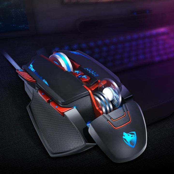 Lisslune | T-WOLF V9 8 Keys 3200 DPI Gaming Macro Definition Mechanical Wired Mouse (Silver)