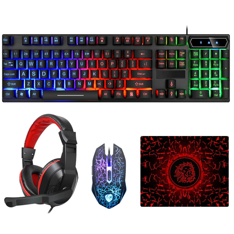 Lisslune | LD-126 4-in-1 Illuminated Keyboard + Mouse + Headphones + Mouse Pad Set