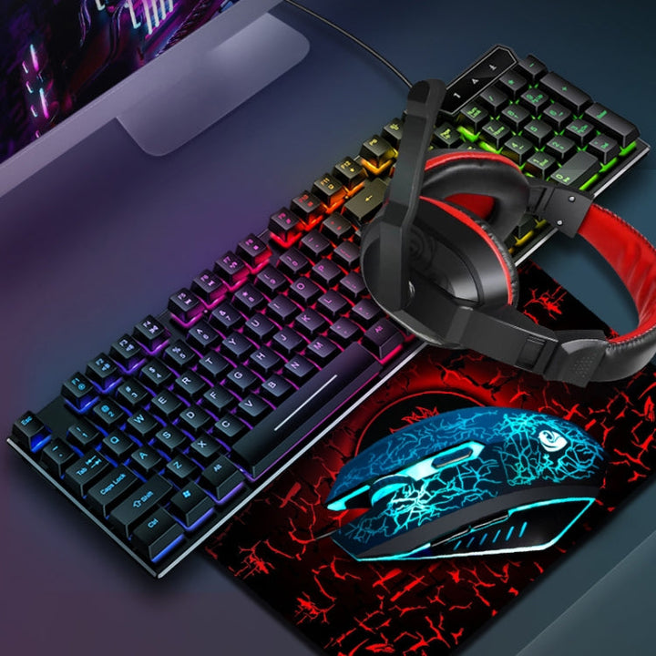 Lisslune | LD-126 4-in-1 Illuminated Keyboard + Mouse + Headphones + Mouse Pad Set
