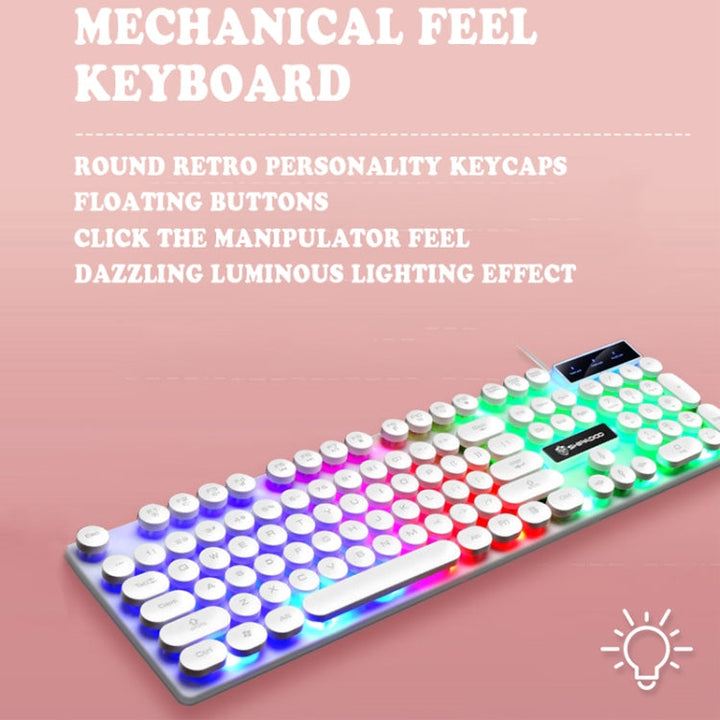 Lisslune | Shipadoo LD-122 4 in 1 Girly Glowing Keyboard + Mouse + Headphones + Mousepad Set (Pink Punk)