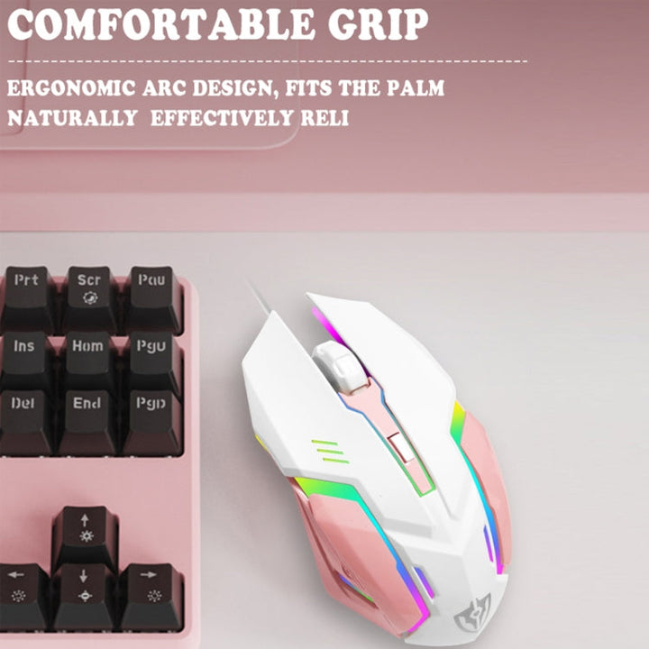 Lisslune | Shipadoo LD-122 4 in 1 Girly Glowing Keyboard + Mouse + Headphones + Mousepad Set (Pink Punk)