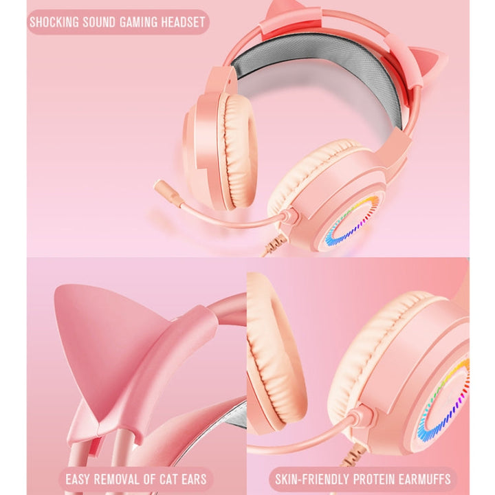 Lisslune | Shipadoo LD-122 4 in 1 Girly Glowing Keyboard + Mouse + Headphones + Mousepad Set (Pink Punk)
