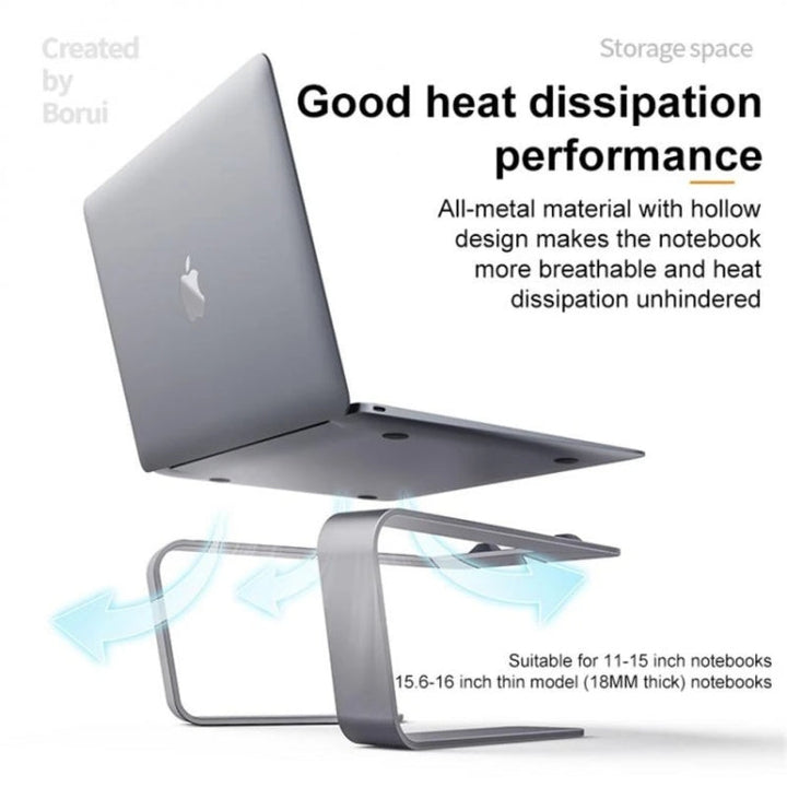 Lisslune | BONERUY P49 Aluminum Alloy Heat Dissipating Laptop Stand Storage Elevated Holder (Silver)