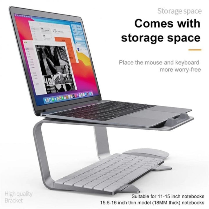Lisslune | BONERUY P49 Aluminum Alloy Heat Dissipating Laptop Stand Storage Elevated Holder (Silver)