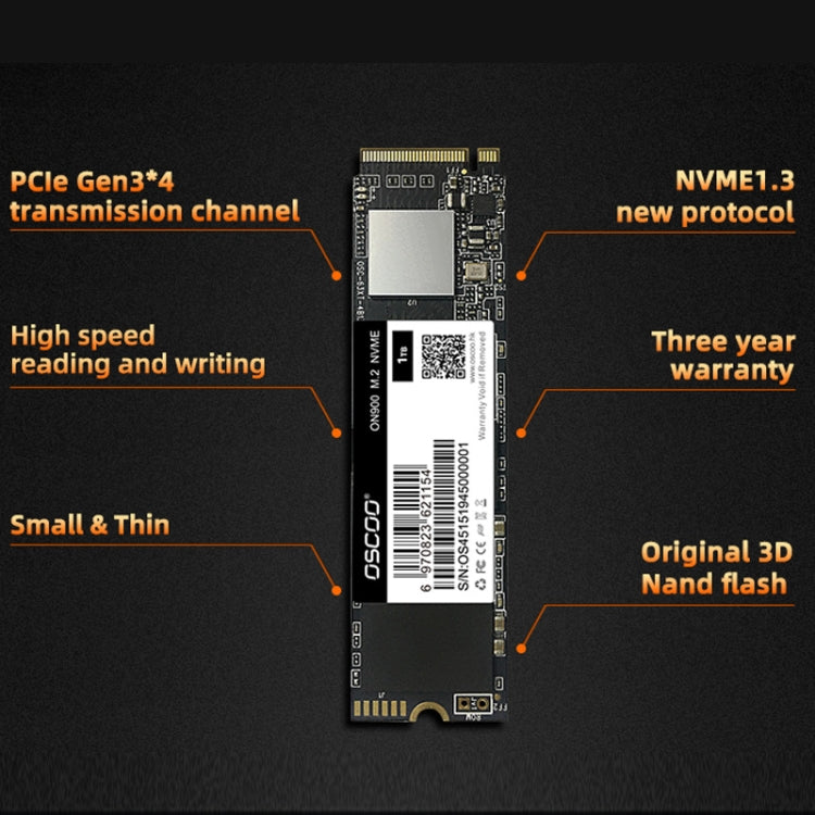Lisslune | OSCOO ON900 PCIe NVME SSD Solid State Drive, Capacity: 512GB
