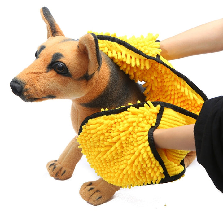 Hand-inserted Chenille Pet Bath Towel (Yellow)