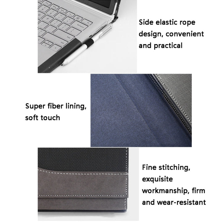 Lisslune | PU Leather Laptop Protection Sleeve for Microsoft Surface Book 2 13.5 Inch (Gentleman Grey)