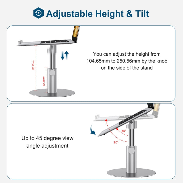 Lisslune | Z30 360 Degree Rotatable Lifting Aluminum Alloy Laptop Stand (Silver)