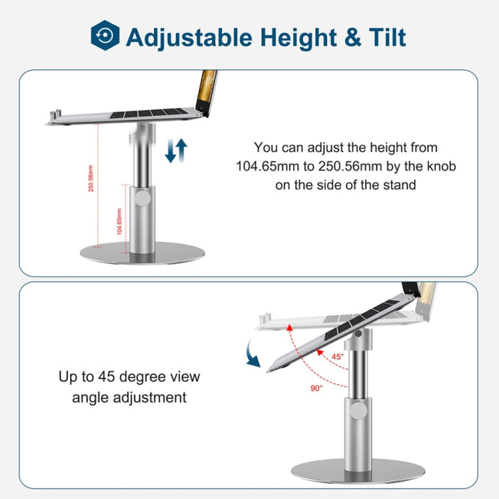 Lisslune | Z30 360 Degree Rotatable Lifting Aluminum Alloy Laptop Stand (Silver)