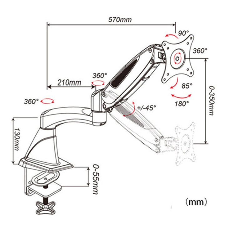 Lisslune | Gibbon Mounts Multifunctional Telescopic Rotating Lifting Monitor Stand, Color: GM112FG Perforation Black