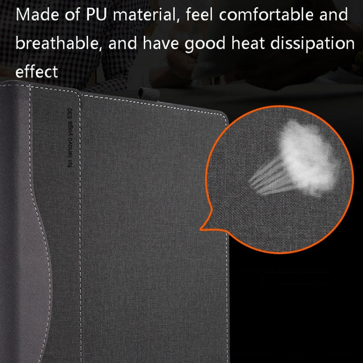 Lisslune | Laptop PU Leather Protective Case for Lenovo Yoga 520-14 (Dark Gray)