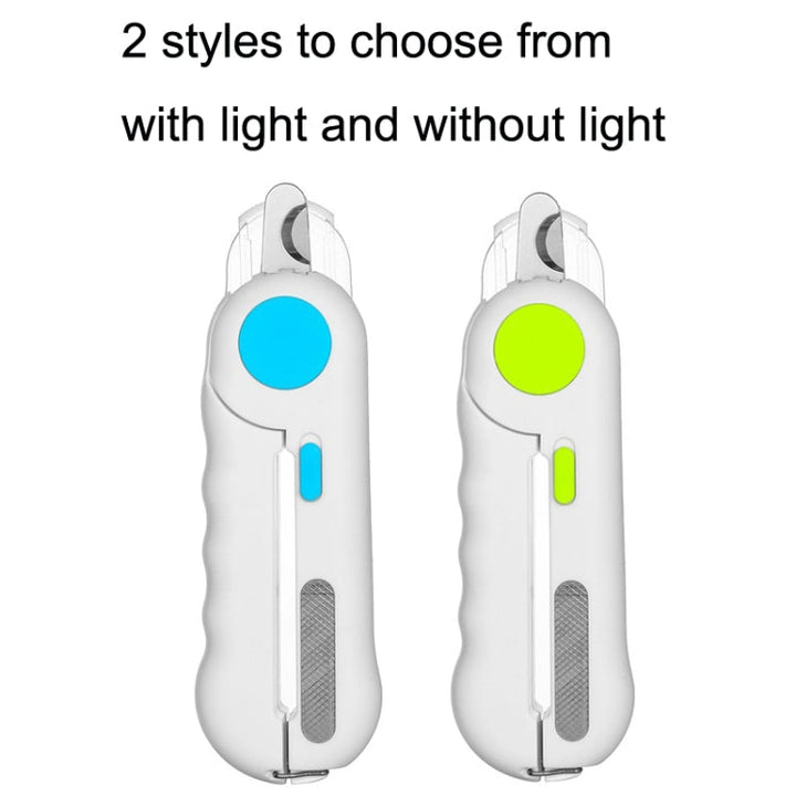 Pet Nail Clipper Nail Polisher, Style: With Lamp Type (Blue)