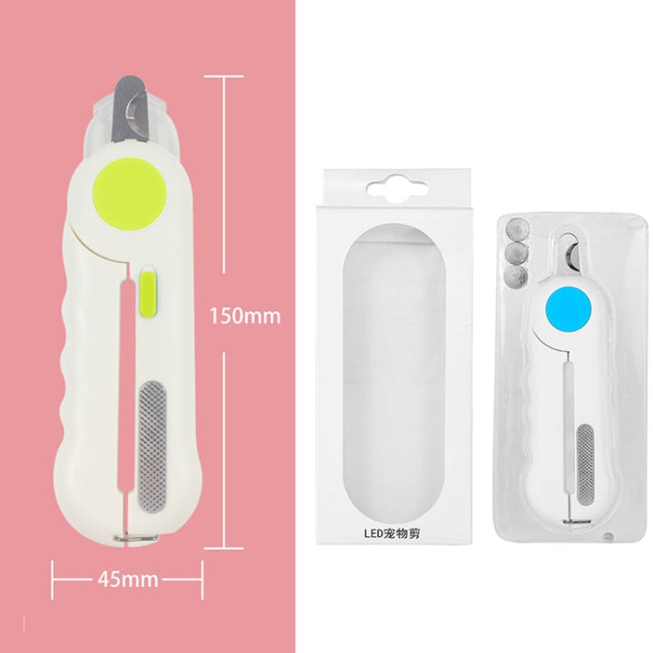 Pet Nail Clipper Nail Polisher, Style: With Lamp Type (Blue)