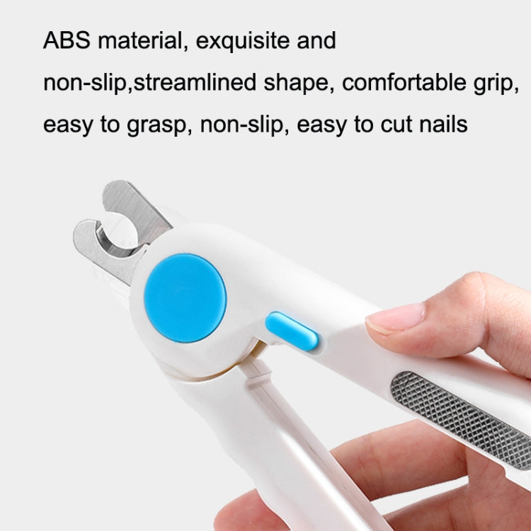 Pet Nail Clipper Nail Polisher, Style: With Lamp Type (Blue)