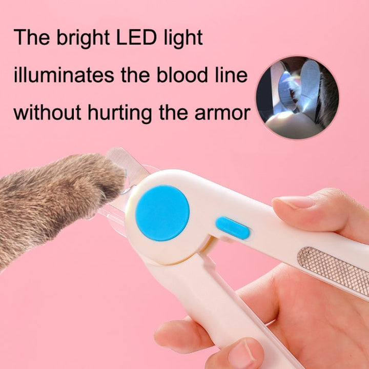 Pet Nail Clipper Nail Polisher, Style: With Lamp Type (Blue)