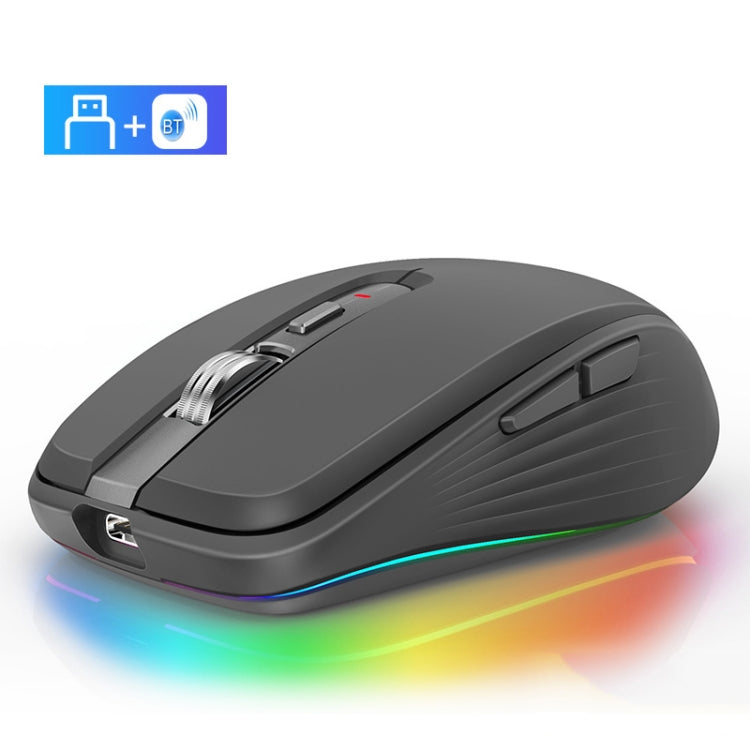 Lisslune | Fmouse M303 2400DPI Bluetooth&2.4G Dual Modes rechargeable RGB mouse (Black)