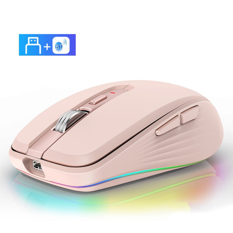 Lisslune | Fmouse M303 2400DPI Bluetooth&2.4G Dual Modes Rechargeable RGB Mouse (Pink)