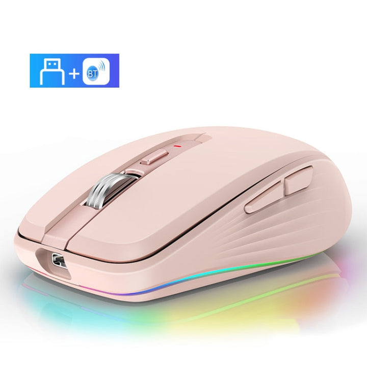 Lisslune | Fmouse M303 2400DPI Bluetooth&2.4G Dual Modes Rechargeable RGB Mouse (Pink)