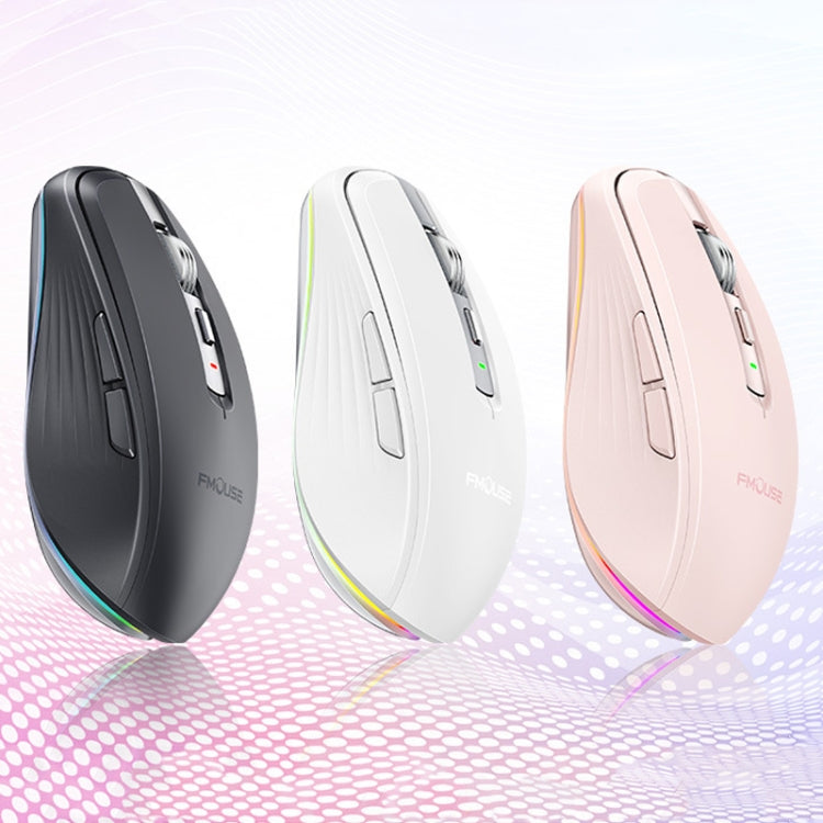 Lisslune | Fmouse M303 2400DPI Bluetooth&2.4G Dual Modes rechargeable RGB mouse (White)
