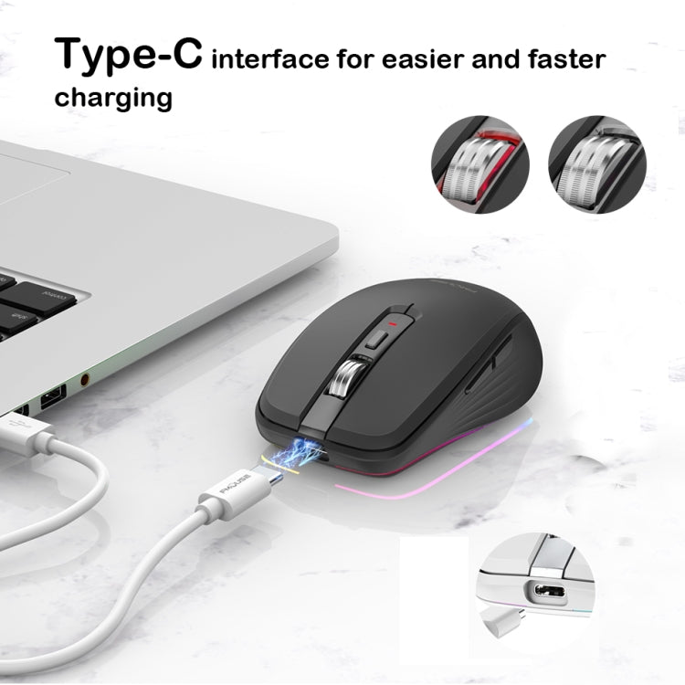Lisslune | Fmouse M303 2400DPI Bluetooth&2.4G Dual Modes rechargeable RGB mouse (White)