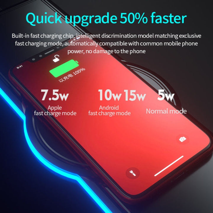 Lisslune | K9186 Multifunctional RGB Lighting Mouse Pad with Wireless Charger (Colorful)