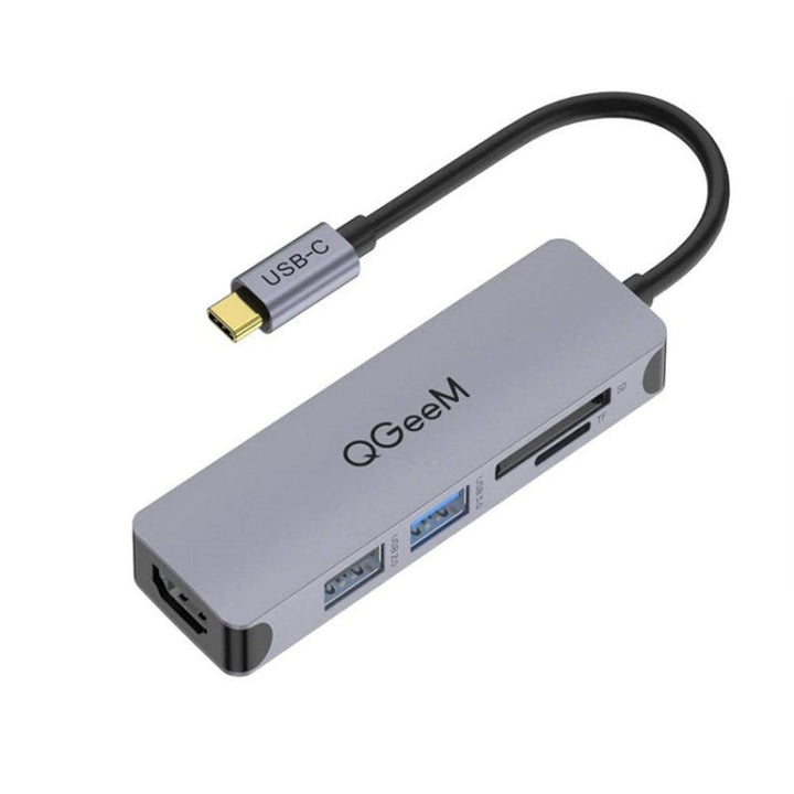 Lisslune | QGeeM QG-UH05-4 5 In 1 TYPE-C Expansion HUB Adapter compatible with SD/TF Reader (5-Port)