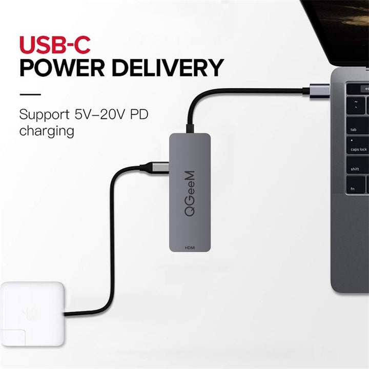 Lisslune | QGeeM UH04-1 4 In 1 USB 3.0 Multifunctional Type-C Expansion HUB Adapter (Silver Gray)